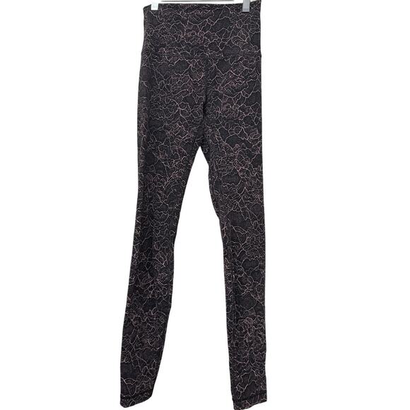 Lululemon Align Crop Lacescape Spanish Rose Black Yoga Pants Size 4 - Picture 2 of 6